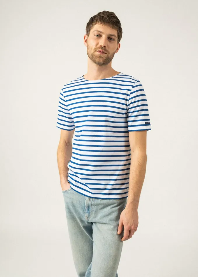 Levant Modern Breton Stripe Short Sleeve Shirt Soft Cotton Whiteroyalblue Women Saint James Breton Striped Shirts