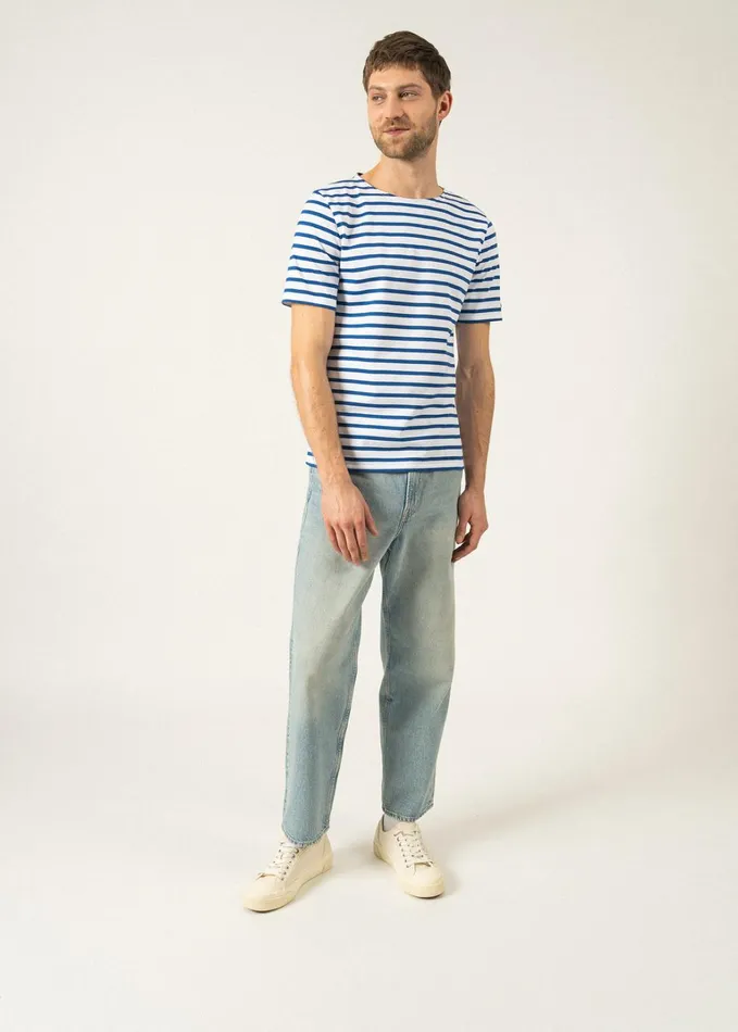 Levant Modern Breton Stripe Short Sleeve Shirt Soft Cotton Whiteroyalblue Women Saint James Breton Striped Shirts