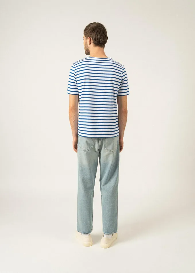 Levant Modern Breton Stripe Short Sleeve Shirt Soft Cotton Whiteroyalblue Women Saint James Breton Striped Shirts