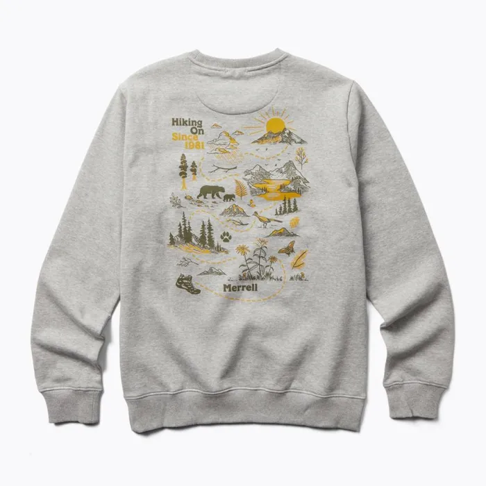 Life039s An Adventure Crew Neck Fleece Grey Heather Men Merrell Tops