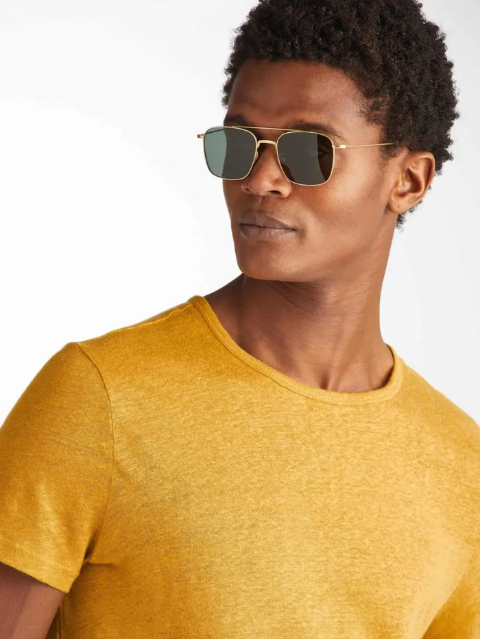 Linen TShirts Men Derek Rose TShirt Jordan Linen Mustard