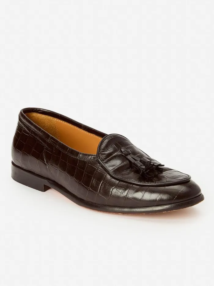Loafers Men JMcLaughlin Oskar Leather Loafers In Croc Dark Brown