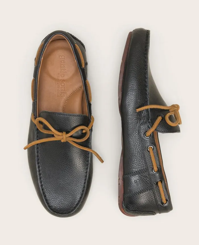 Loafers Men Kenneth Cole GENTLE SOULS Nyle Leather Driver Boat Shoe Black Loafers Men Kenneth Cole GENTLE SOULS Nyle Leather Driver Boat Shoe Black