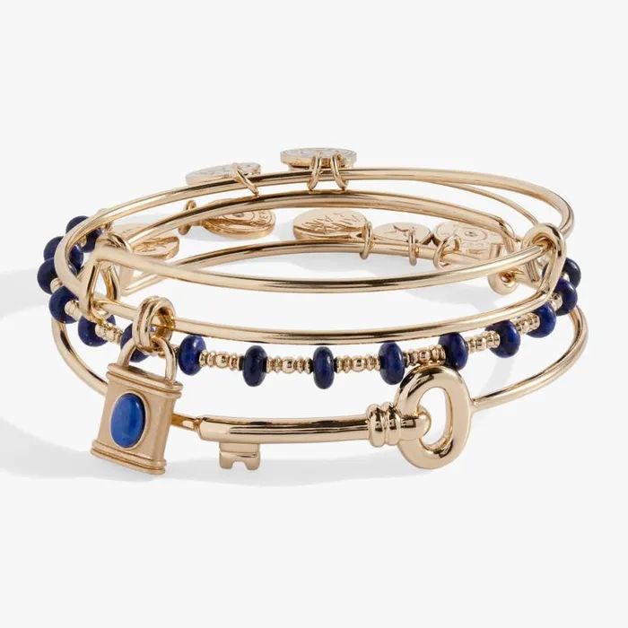 Lock And Key Bangle Set Of 3 Gold Women Alex And Ani Jewelry Sets