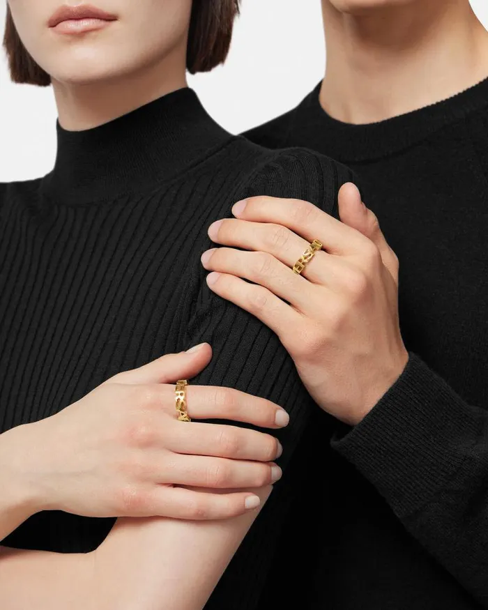 Logo Ring Light Gold WomenMen Versace Rings