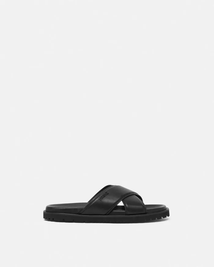 Logo Sandals Black Men Versace Sandals and Slides