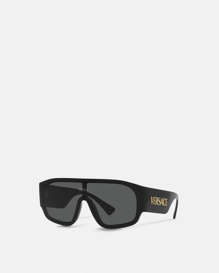 Logo Shield Sunglasses Black WomenMen Versace Sunglasses