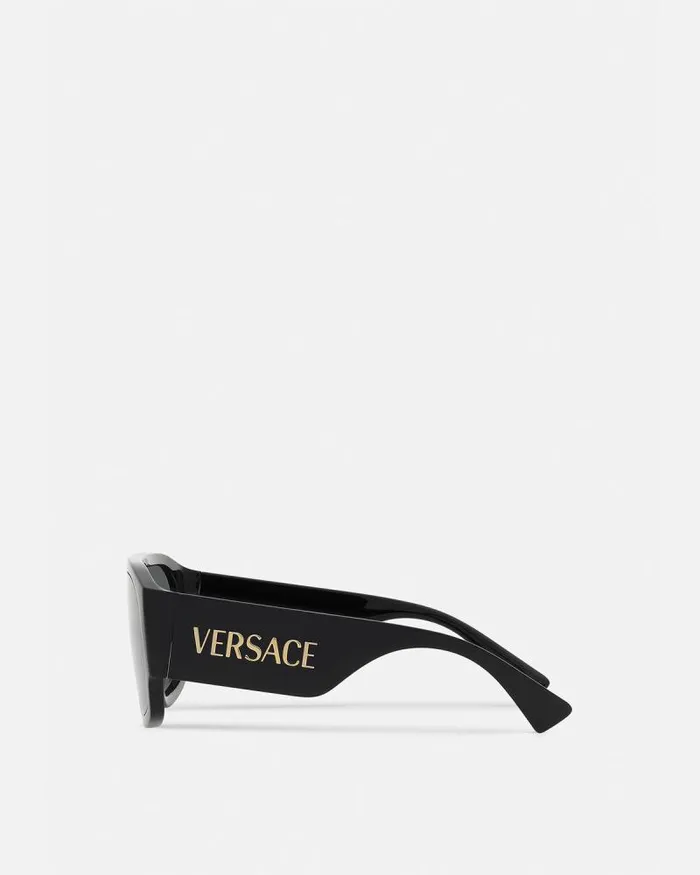 Logo Shield Sunglasses Black WomenMen Versace Sunglasses