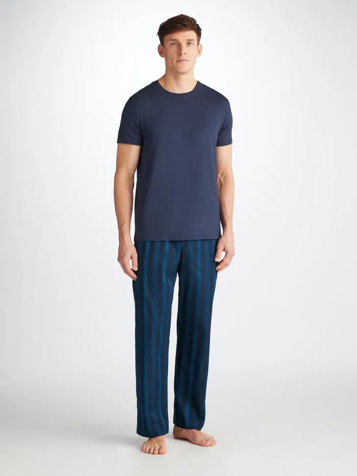 Lounge Pants Men Derek Rose Lounge Pants Royal 222 Cotton Navy