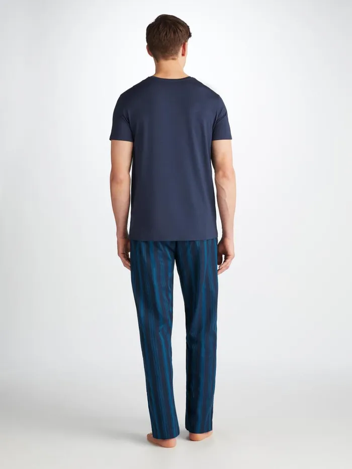 Lounge Pants Men Derek Rose Lounge Pants Royal 222 Cotton Navy