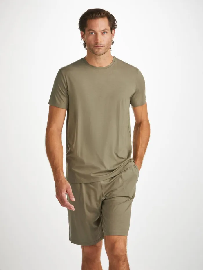 Lounge Shorts Men Derek Rose Lounge Shorts Basel Micro Modal Stretch Khaki