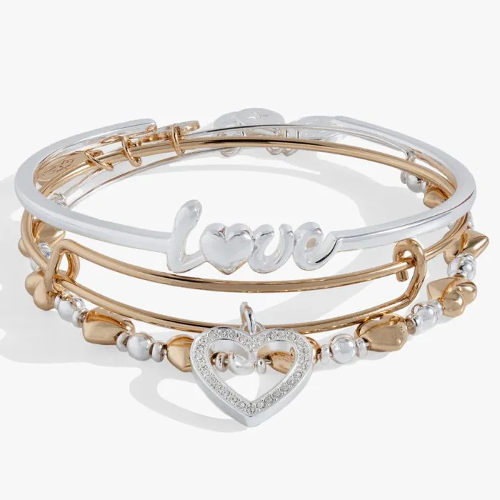 Love Bracelets Set Of 3 Two Tone Women Alex And Ani Bracelets