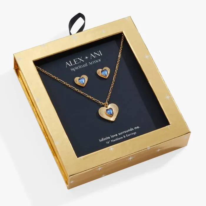 Love Charm Necklace And Stud Earring Gift Set Gold Women Alex And Ani Sympathy In Memory