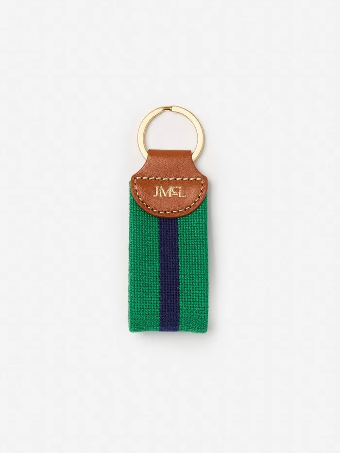 Luggage and Travel Men JMcLaughlin Needlepoint Keyfob In Stripe Greennavy