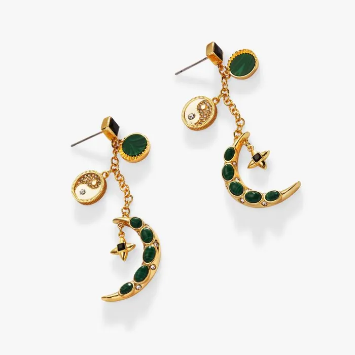 Malachite Charm Earrings Gold Women Alex And Ani Earrings