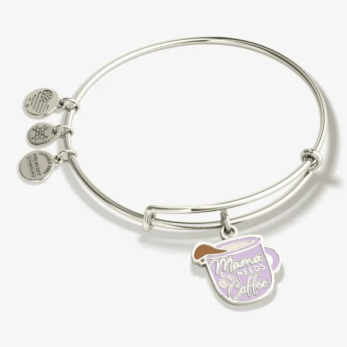 Mama Needs Coffee039 Charm Bangle Bracelet Shiny Silver Women Alex And Ani Iconic Alex And Ani Mama Needs Coffee039 Charm Bangle Bracelet Shiny Silver Women Alex And Ani Iconic Alex And Ani