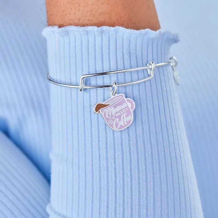 Mama Needs Coffee039 Charm Bangle Bracelet Shiny Silver Women Alex And Ani Iconic Alex And Ani Mama Needs Coffee039 Charm Bangle Bracelet Shiny Silver Women Alex And Ani Iconic Alex And Ani