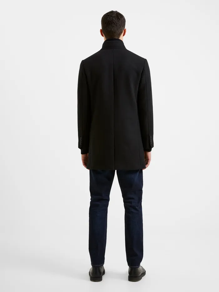 Man Coats and Jackets French Connection Funnel Neck Mid Length Coat Black Man Coats and Jackets French Connection Funnel Neck Mid Length Coat Black