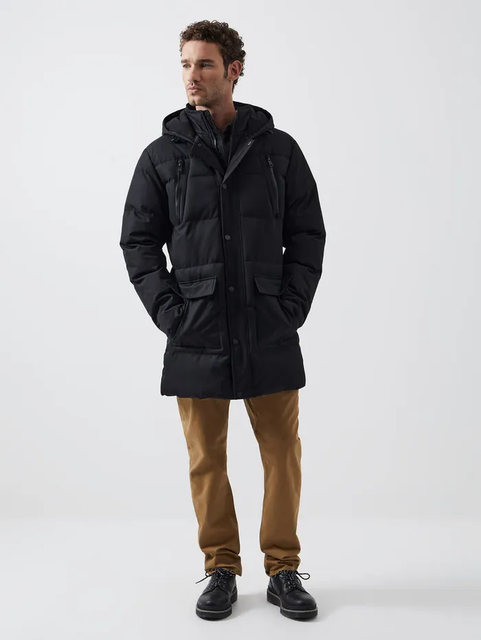 Man Coats and Jackets French Connection Row Layered Puffer Parka Coat Black