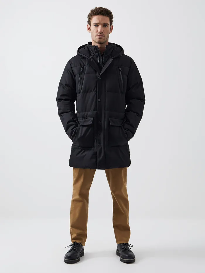 Man Coats and Jackets French Connection Row Layered Puffer Parka Coat Black Man Coats and Jackets French Connection Row Layered Puffer Parka Coat Black