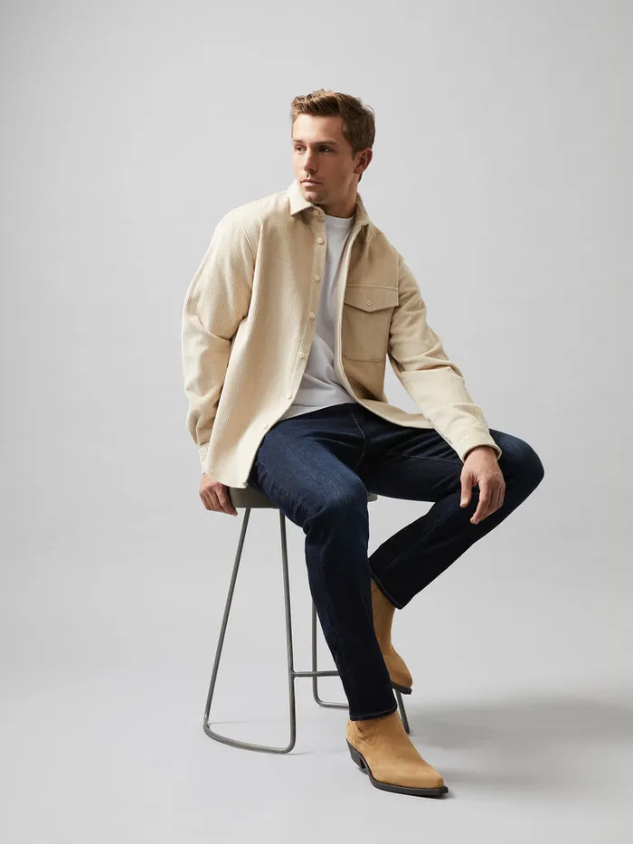 Man Coats and Jackets French Connection Washed Cord Shacket Stone