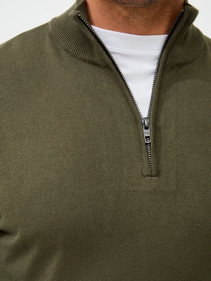 Man Jumpers and Cardigans French Connection Half Zip Sweatshirt Ivy Green Man Jumpers and Cardigans French Connection Half Zip Sweatshirt Ivy Green