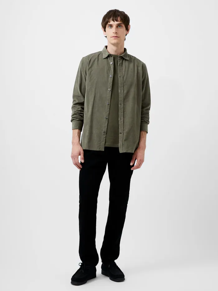 Man Shirts French Connection Baby Corduroy Shirt Olive