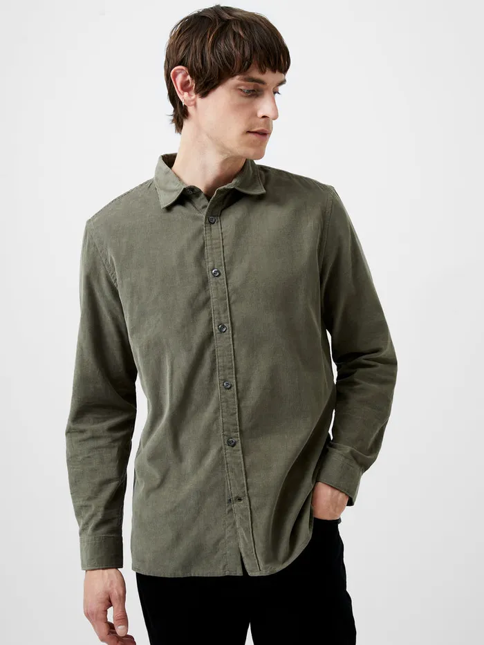 Man Shirts French Connection Baby Corduroy Shirt Olive Man Shirts French Connection Baby Corduroy Shirt Olive