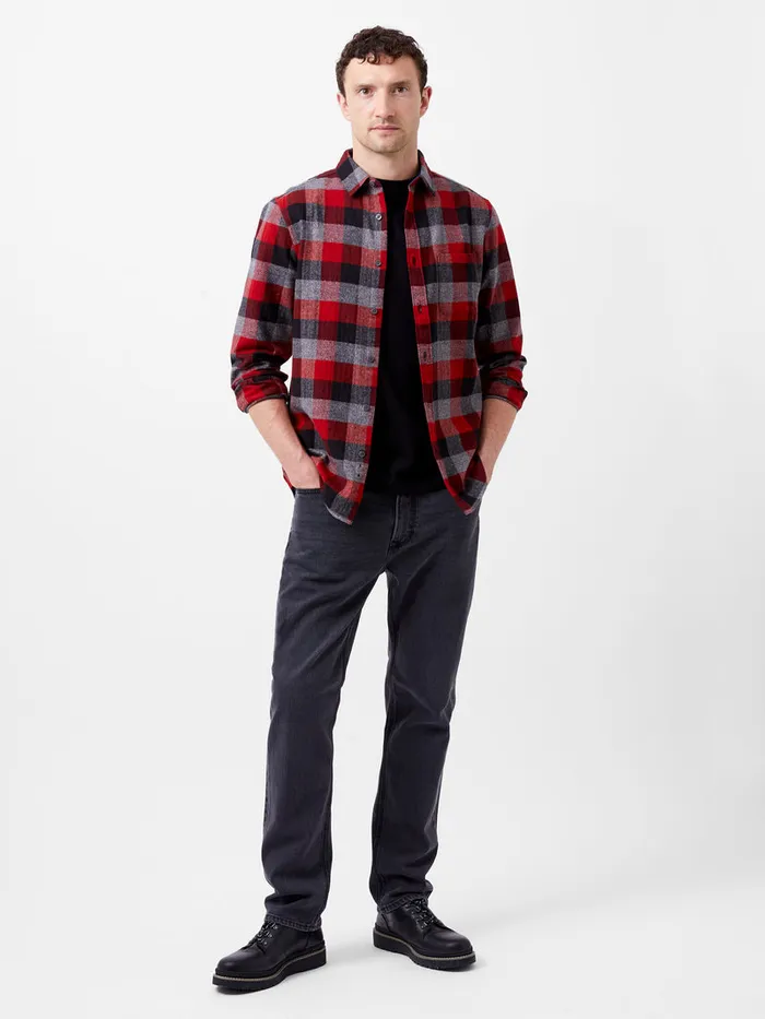 Man Shirts French Connection Brushed Flannel Check Shirt Burgundy Red Man Shirts French Connection Brushed Flannel Check Shirt Burgundy Red