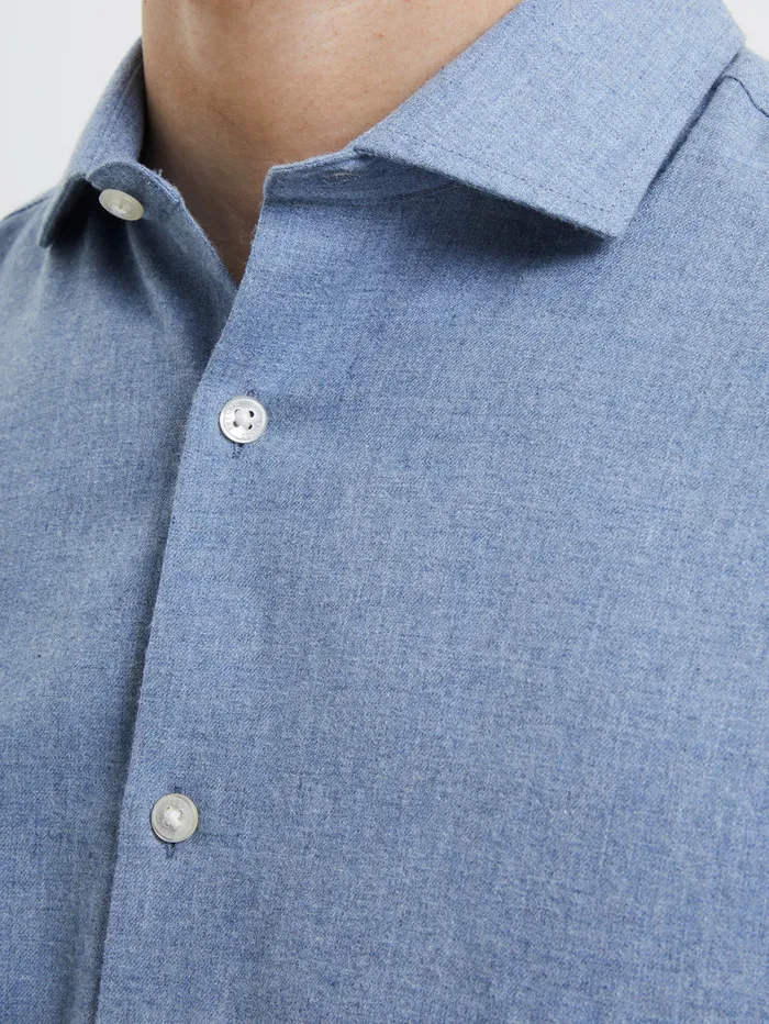 Man Shirts French Connection Brushed Melange Long Sleeve Shirt Light Blue Man Shirts French Connection Brushed Melange Long Sleeve Shirt Light Blue