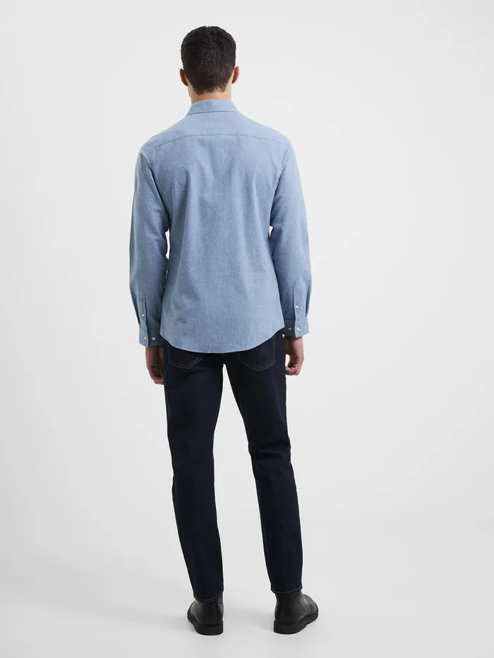 Man Shirts French Connection Brushed Melange Long Sleeve Shirt Light Blue Man Shirts French Connection Brushed Melange Long Sleeve Shirt Light Blue