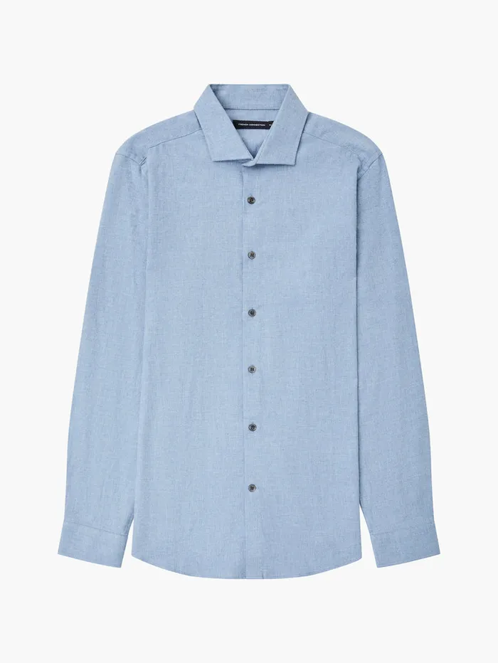 Man Shirts French Connection Brushed Melange Long Sleeve Shirt Light Blue Man Shirts French Connection Brushed Melange Long Sleeve Shirt Light Blue