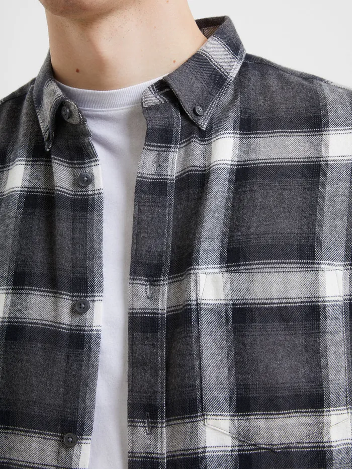 Man Shirts French Connection Checked Flannel Shirt Black