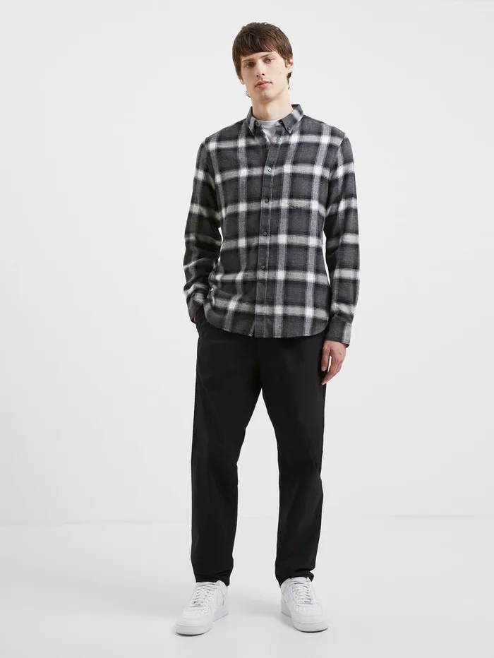 Man Shirts French Connection Checked Flannel Shirt Black