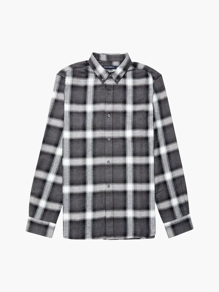 Man Shirts French Connection Checked Flannel Shirt Black
