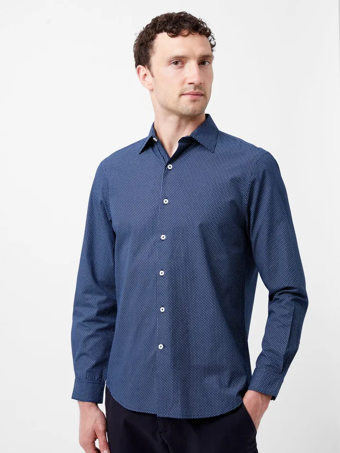 Man Shirts French Connection Classic Collar Printed Shirt Blue Print