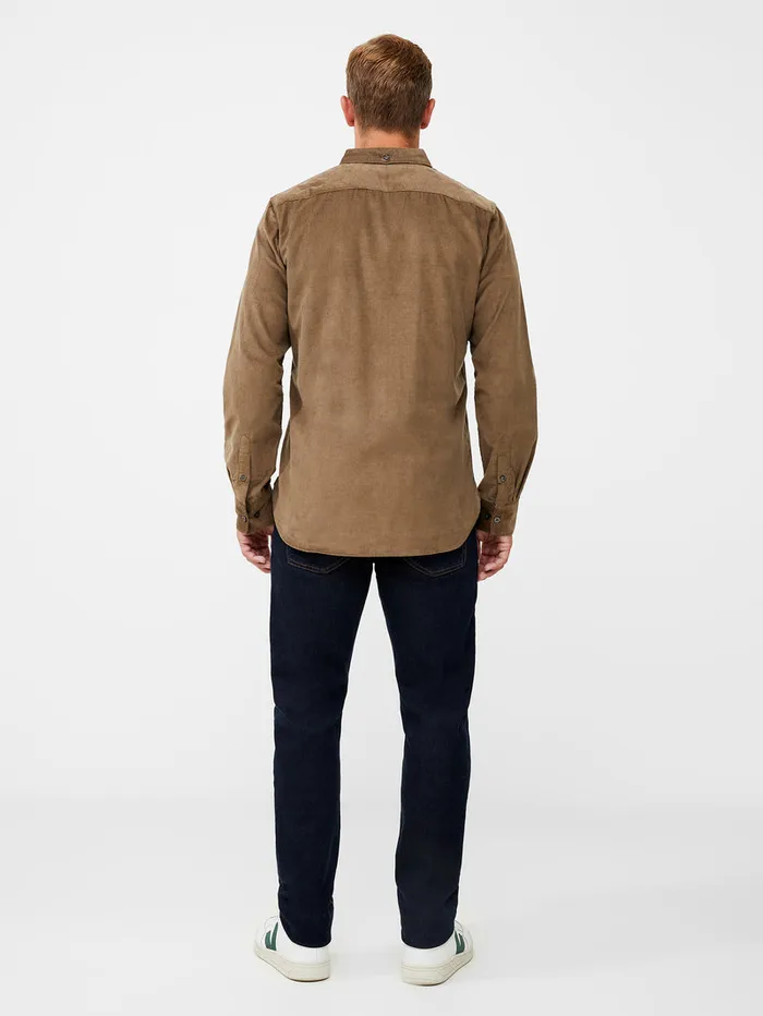 Man Shirts French Connection Cord Long Sleeve Oxford Shirt Khaki
