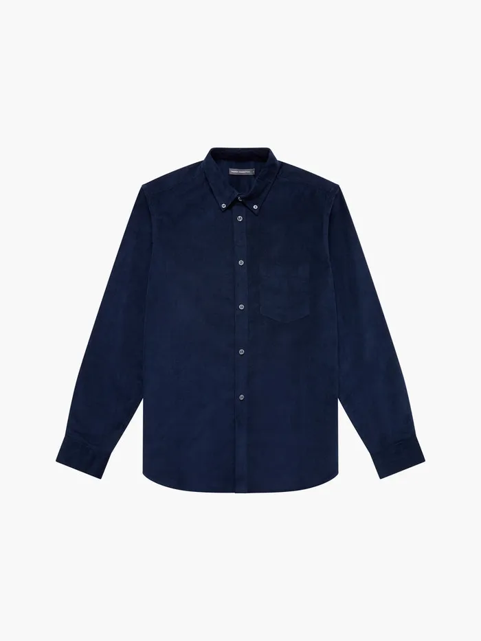 Man Shirts French Connection Cord Long Sleeve Shirt Marine