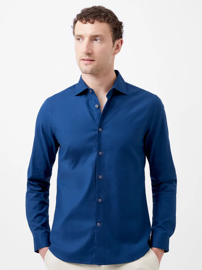 Man Shirts French Connection Cutaway Collar Stretch Shirt Blue
