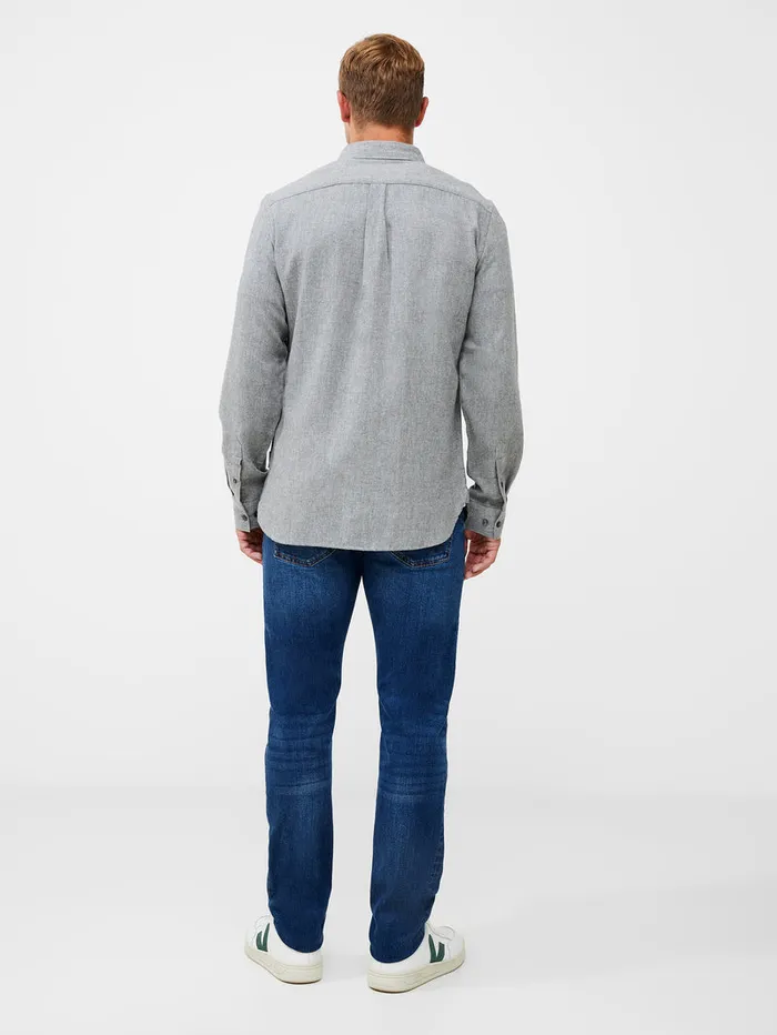 Man Shirts French Connection Flannel Long Sleeve Oxford Shirt Lgt Grey Mel