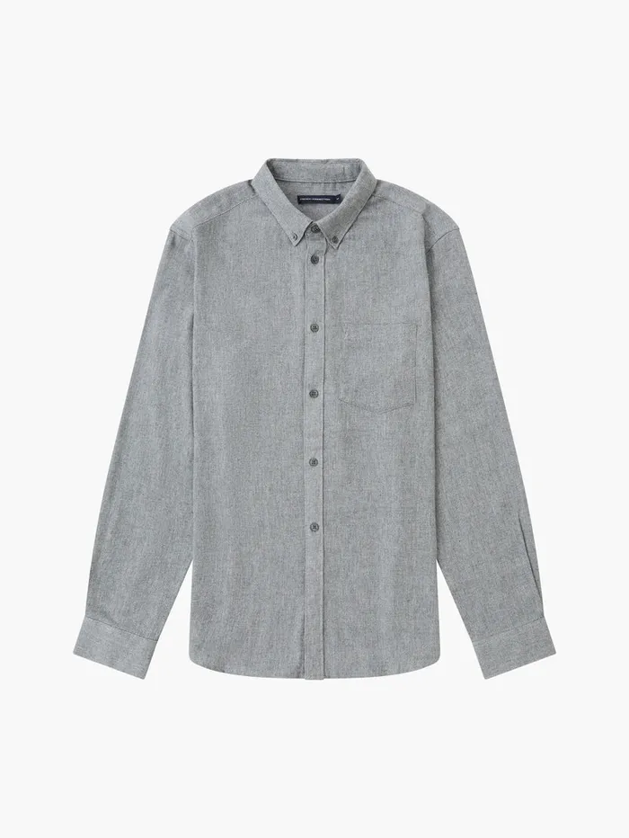 Man Shirts French Connection Flannel Long Sleeve Oxford Shirt Lgt Grey Mel