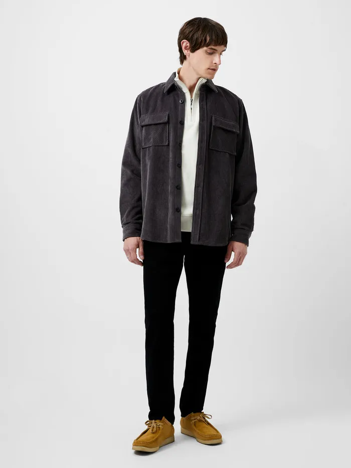 Man Shirts French Connection Jumbo Cord Shirt Dark Grey Man Shirts French Connection Jumbo Cord Shirt Dark Grey