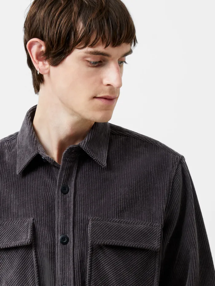 Man Shirts French Connection Jumbo Cord Shirt Dark Grey Man Shirts French Connection Jumbo Cord Shirt Dark Grey