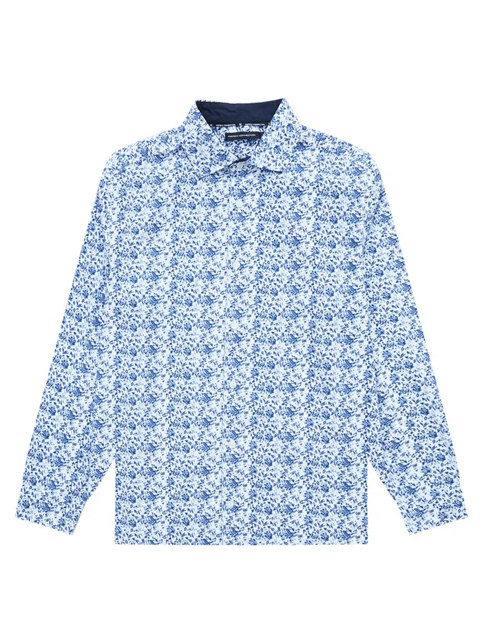 Man Shirts French Connection Long Sleeve All Over Print Shirt Blue Combo Man Shirts French Connection Long Sleeve All Over Print Shirt Blue Combo