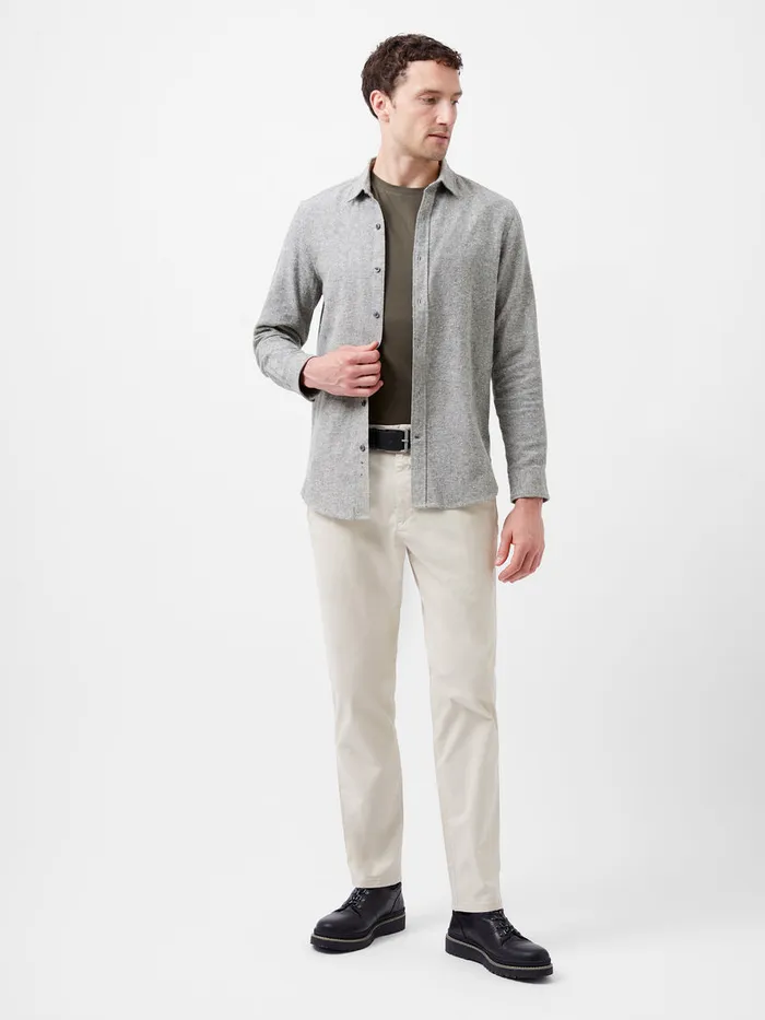 Man Shirts French Connection Long Sleeve Flannel Shirt Light Green Olive