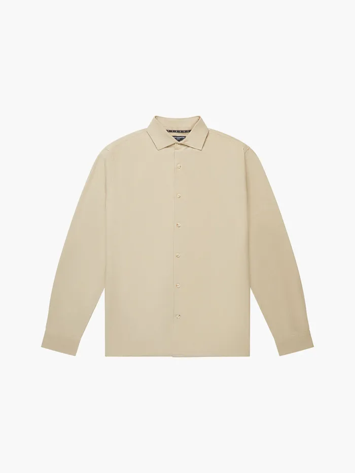 Man Shirts French Connection Long Sleeve Linen Blend Shirt Dark Sand