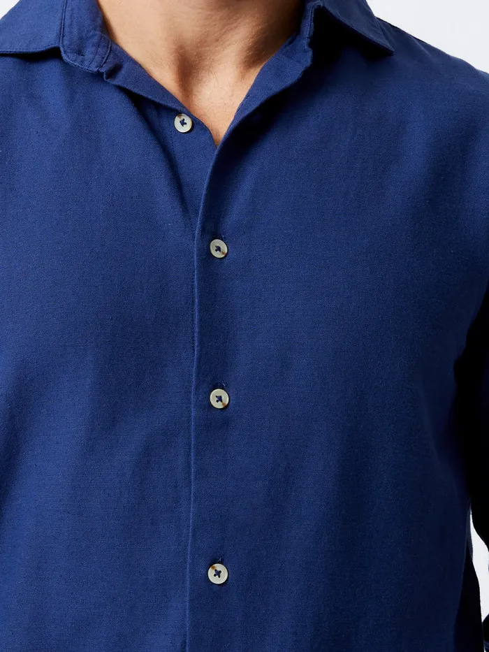 Man Shirts French Connection Long Sleeve Linen Blend Shirt Navy Man Shirts French Connection Long Sleeve Linen Blend Shirt Navy