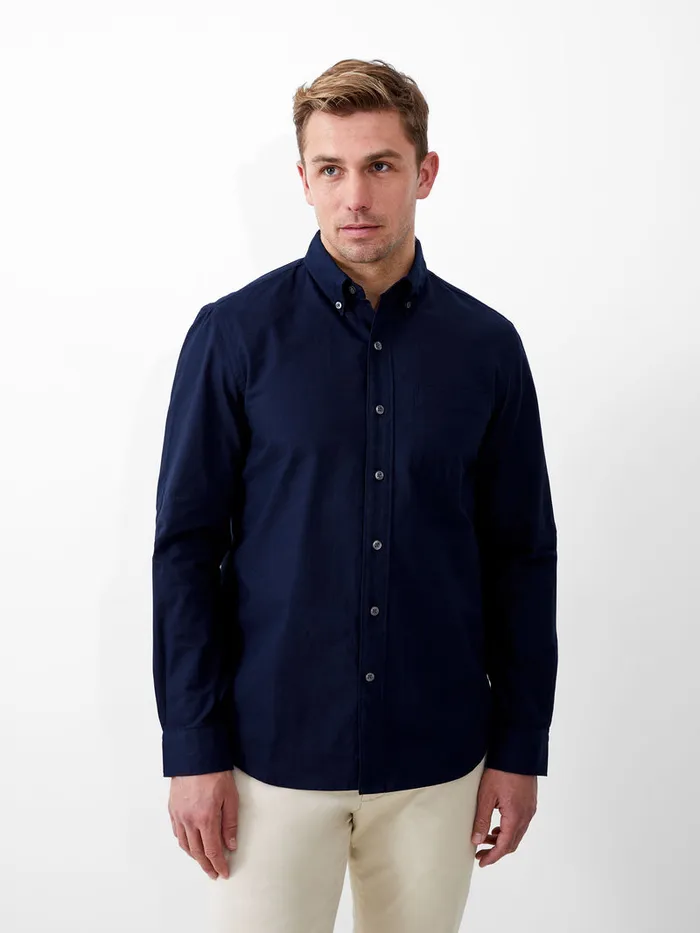 Man Shirts French Connection Long Sleeve Oxford Shirt Navy