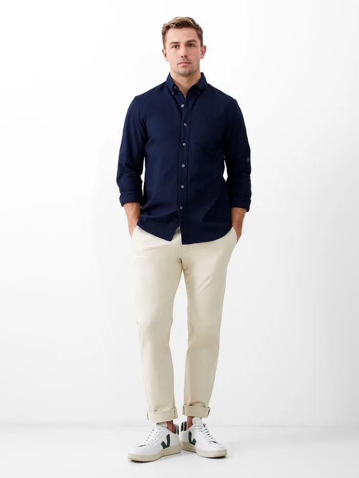 Man Shirts French Connection Long Sleeve Oxford Shirt Navy