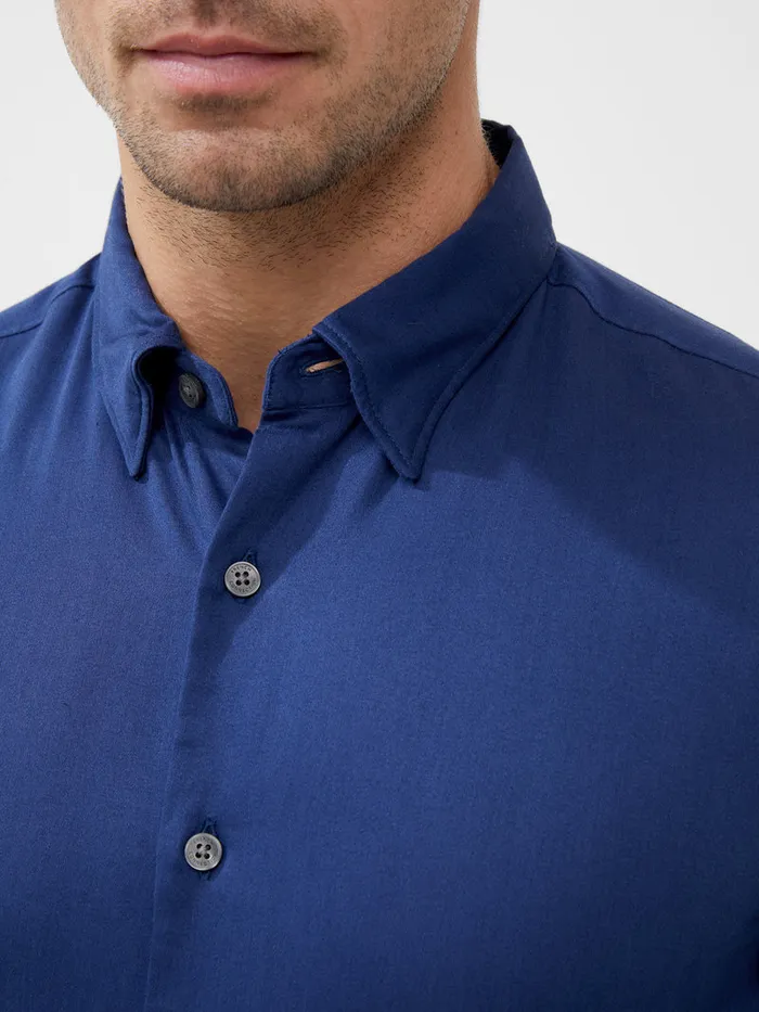 Man Shirts French Connection Long Sleeve Poplin Shirt True Blue Man Shirts French Connection Long Sleeve Poplin Shirt True Blue